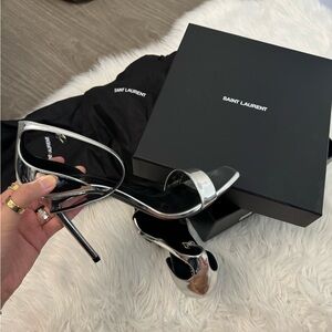 Saint Laurent Silver High Heel Sandals